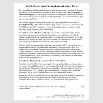 AACH Membership Club Application & Waiver